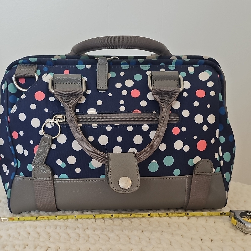 Navy and Gray Polka Dot Tote Bag Bike Trunk by Po Campo